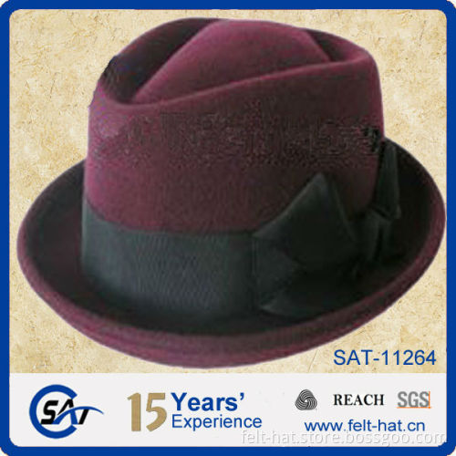 2015 red wool felt fedora pork pie hat